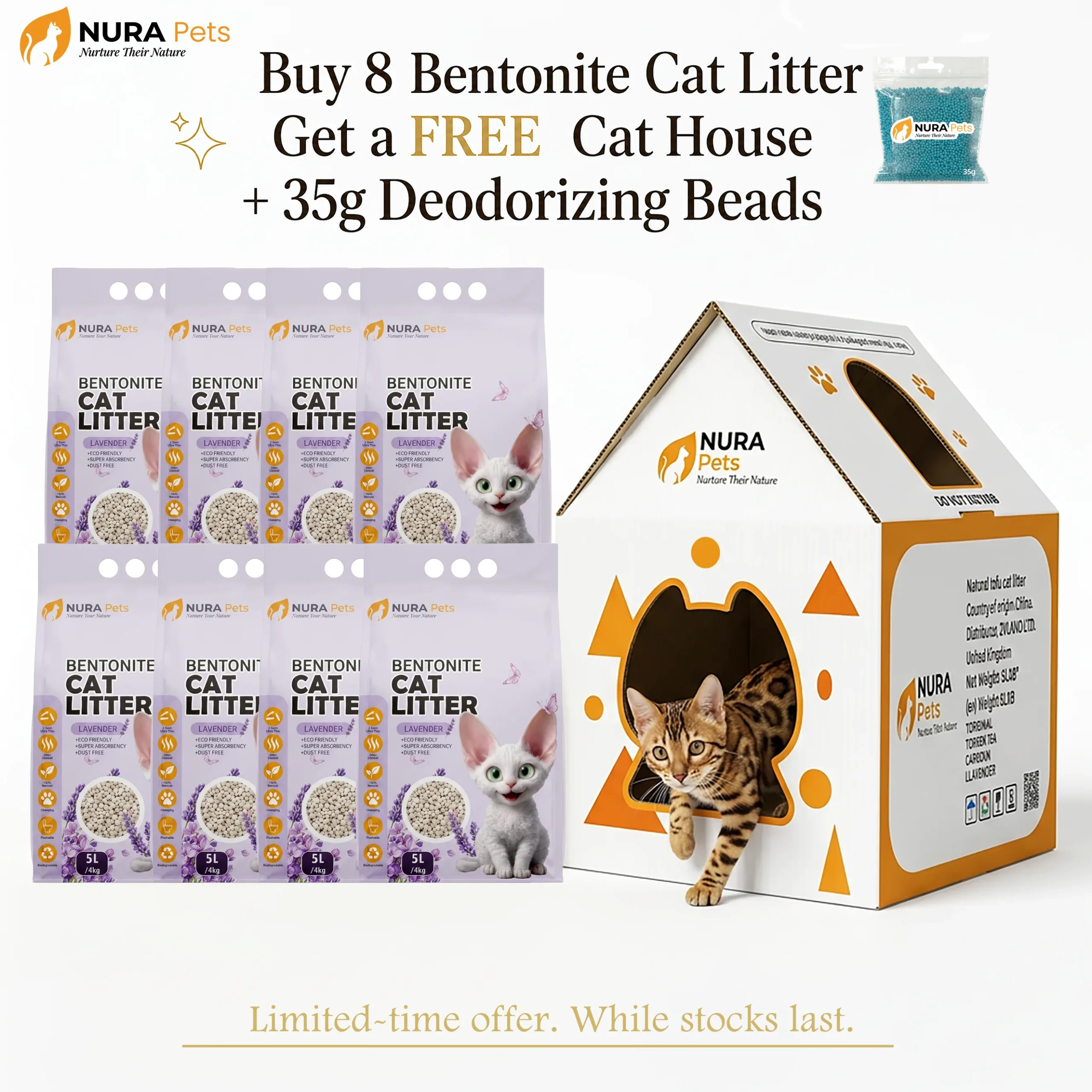 NuraPets Bentonite Cat Litter Lavender Flavor 5L (4)