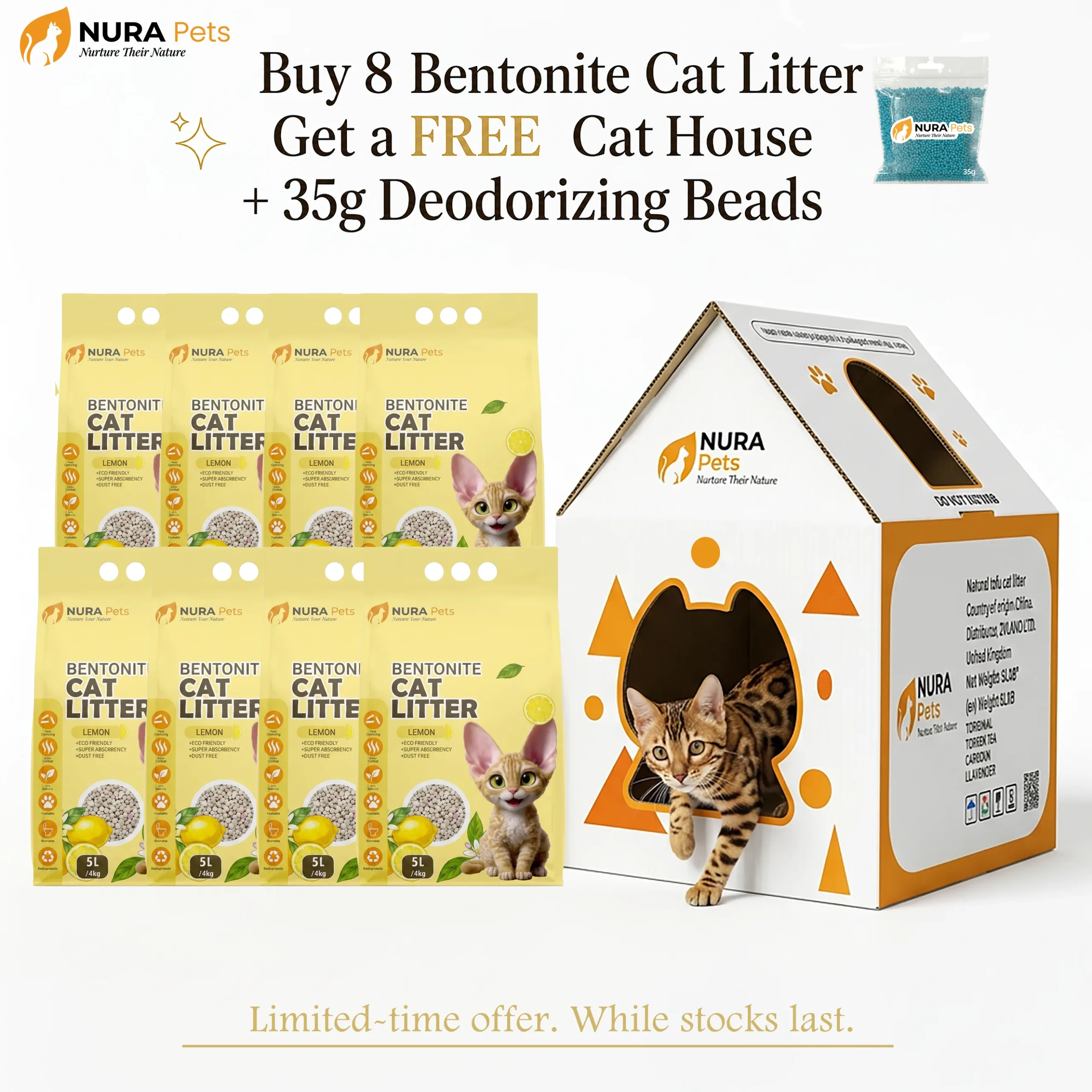 NuraPets Bentonite Cat Litter Lemon Flavor 5L (4)