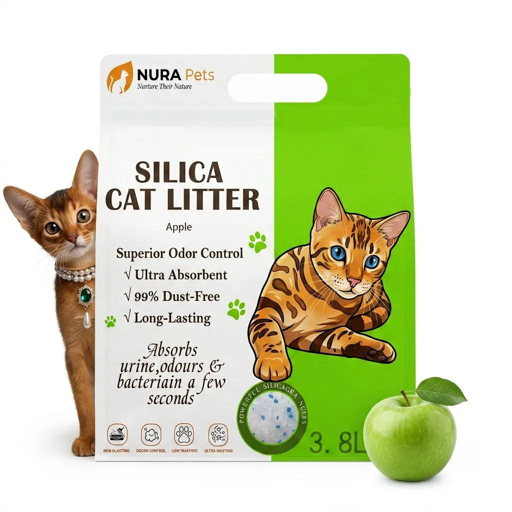 NuraPets Silica Cat Litter Green Apple Flavor 3.8L