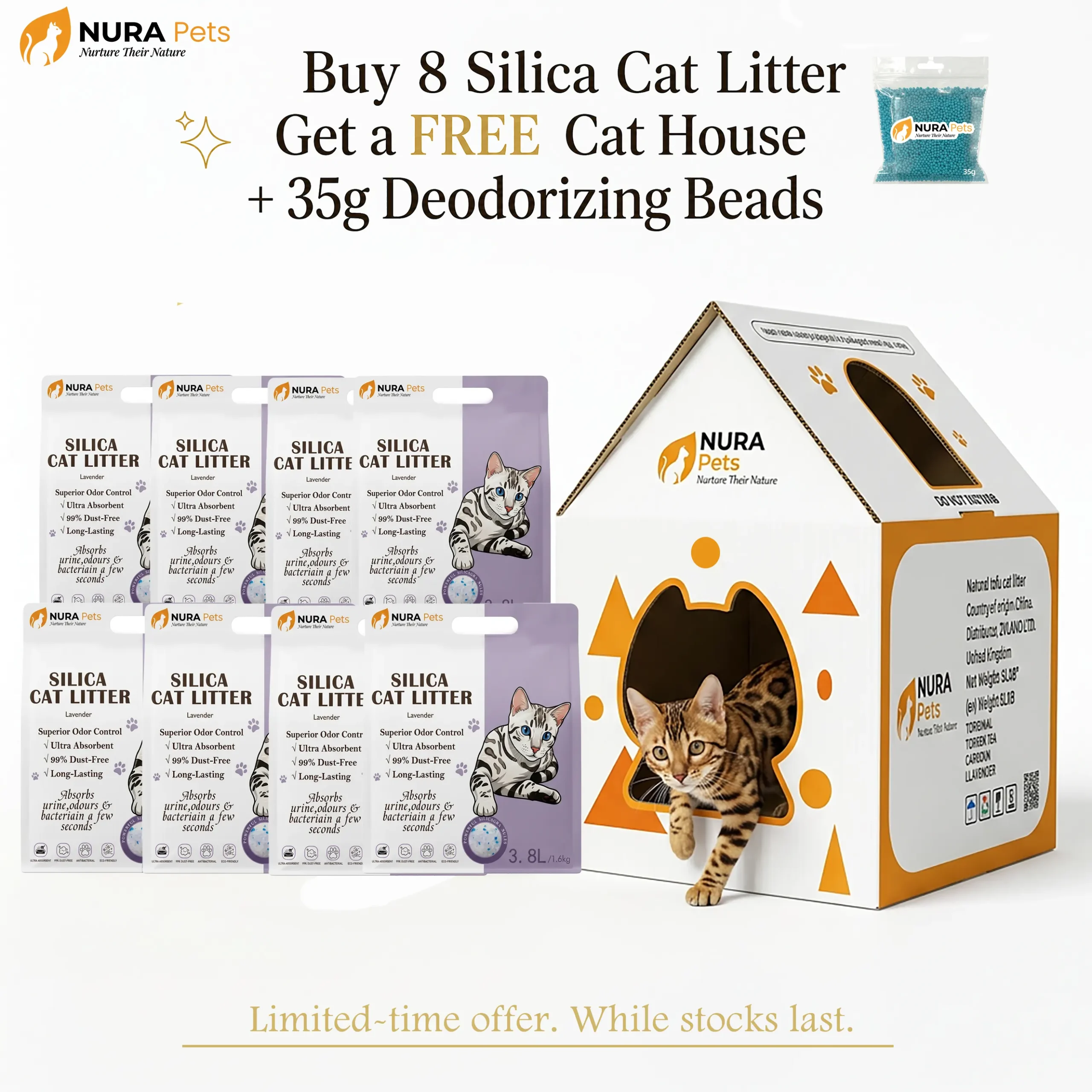 NuraPets Silica Cat Litter Lavender Flavor 3.8L (4)
