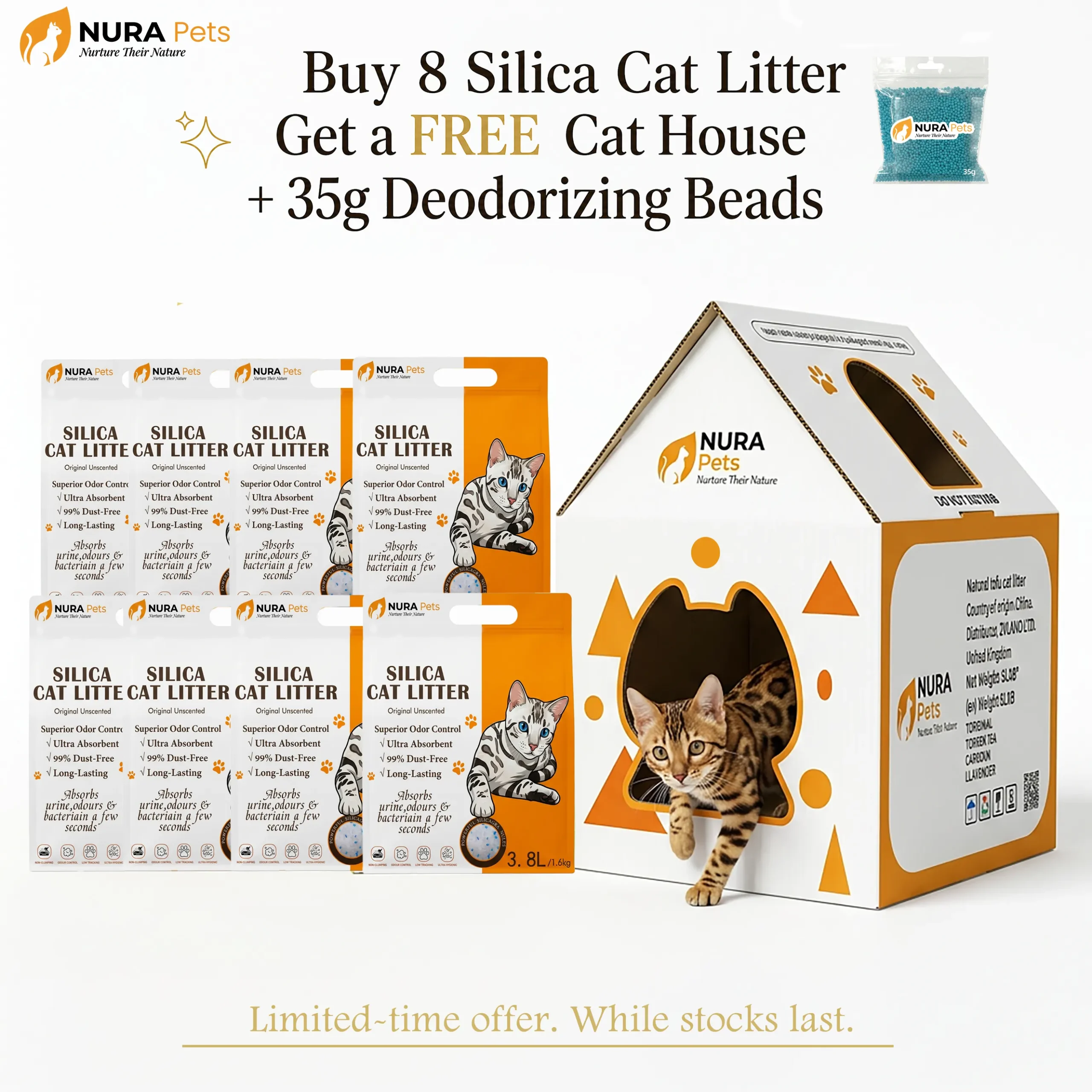 NuraPets Silica Cat Litter Silica Original Flavor 3.8L (4)