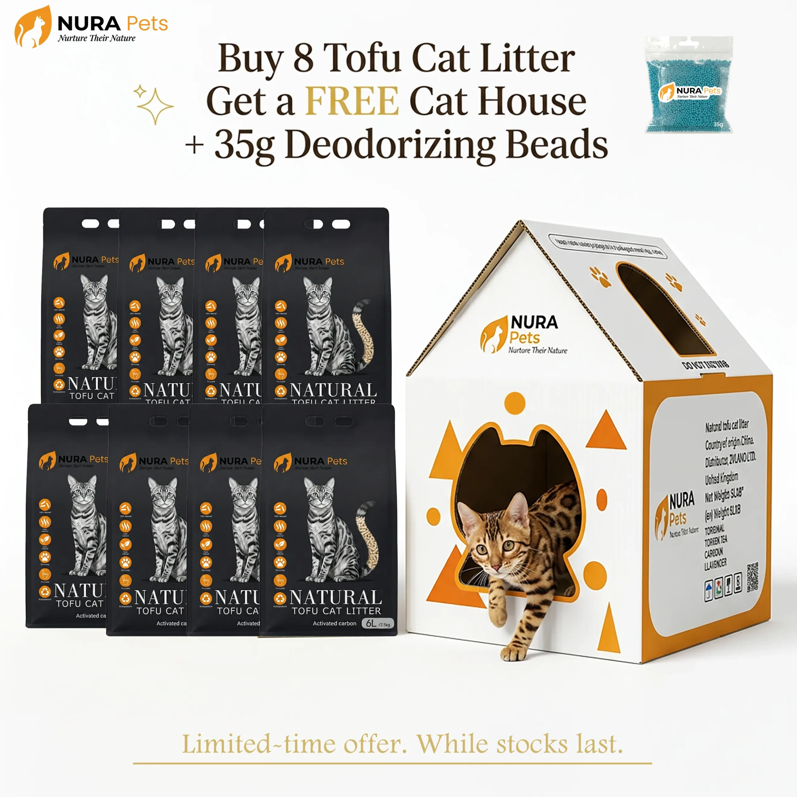 NuraPets Tofu Cat Litter Activated Carbon Flavor 6L (3)