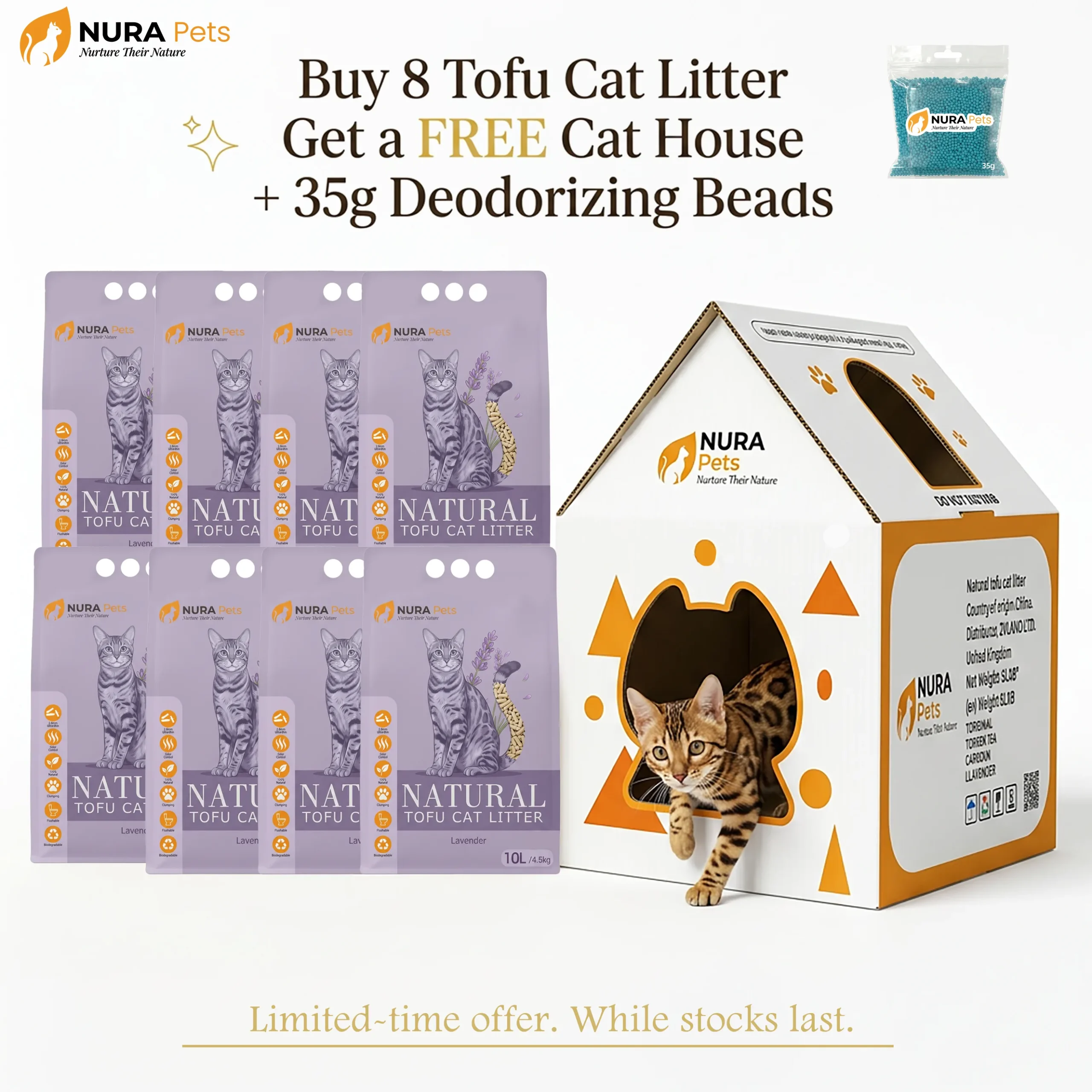 NuraPets Tofu Cat Litter Lavender Flavor 10L (4)